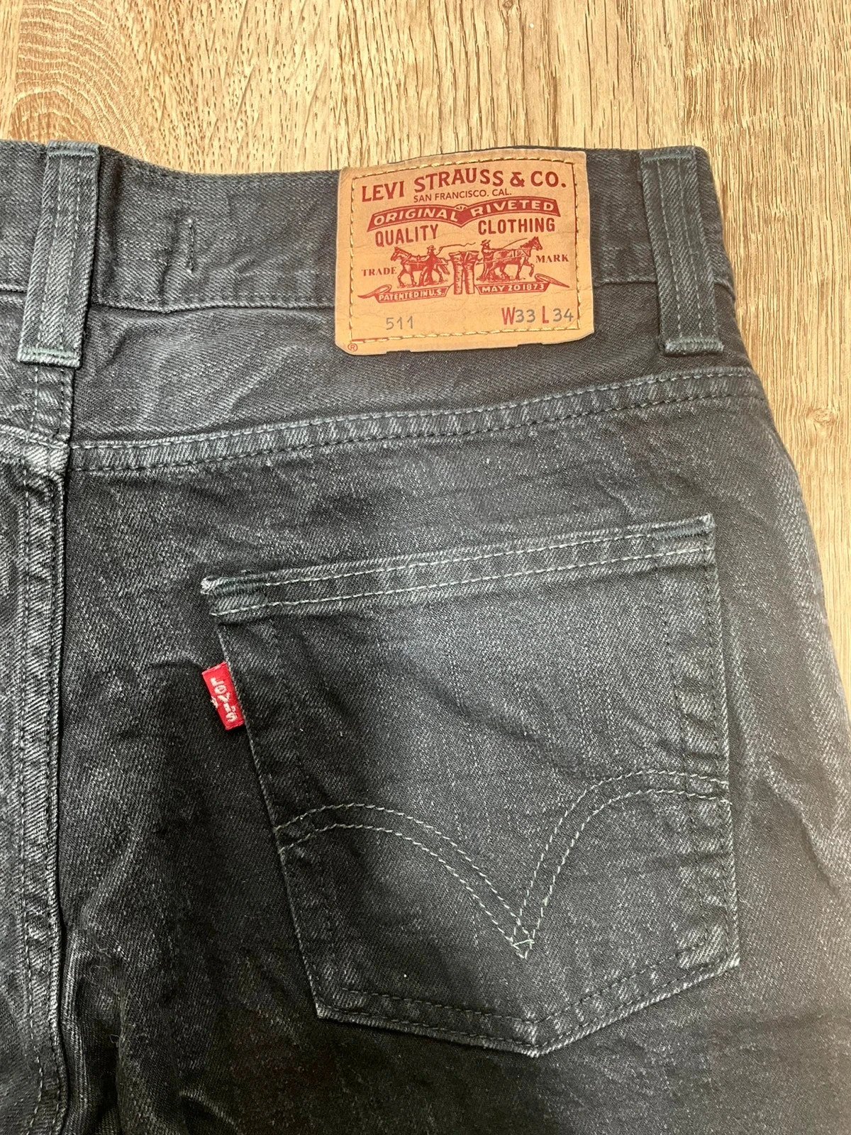 Jean Levi's 511 Slim W33 L34 Vintage 100% Coton Noir Délavé – photo 9